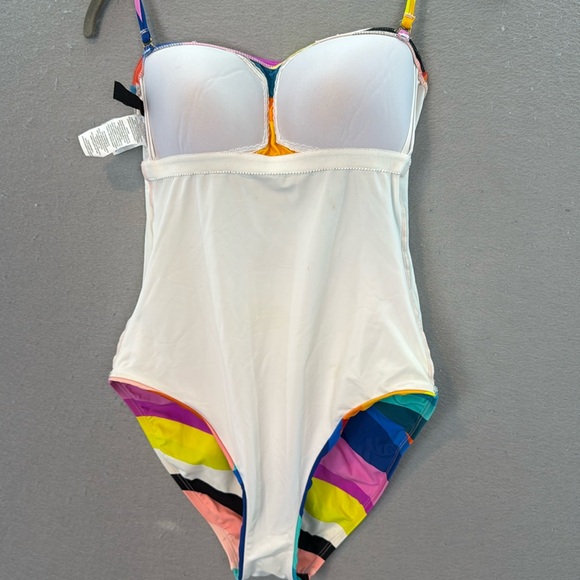 La Blanca Women's Sunscape Bandeau one piece swimsuit rainbow tummy control SZ 4 - Picture 7 of 8